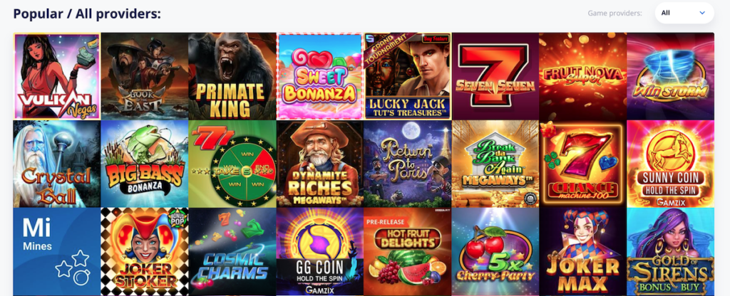 vulkan vegas popular games