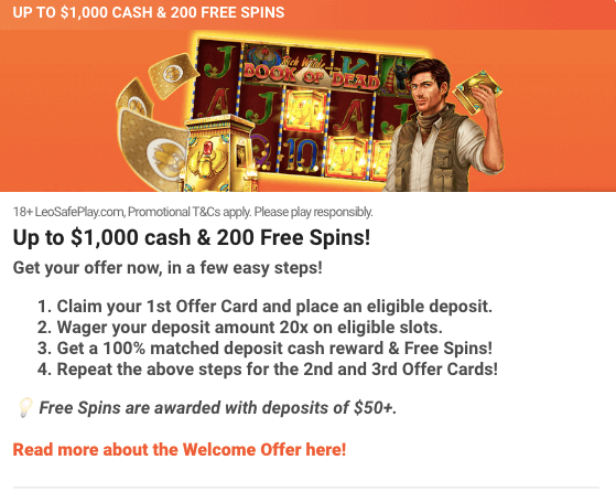 New players in Canada are welcomed with a substantial <strong>welcome bonus</strong> that offers up to <strong>$1,000 in bonuses + 200 free spins</strong> on the <strong>